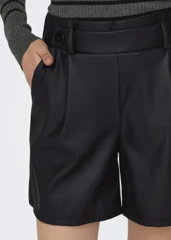 JDY Black Leather Look Shorts