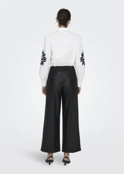 JDY Black Leather Look Trousers