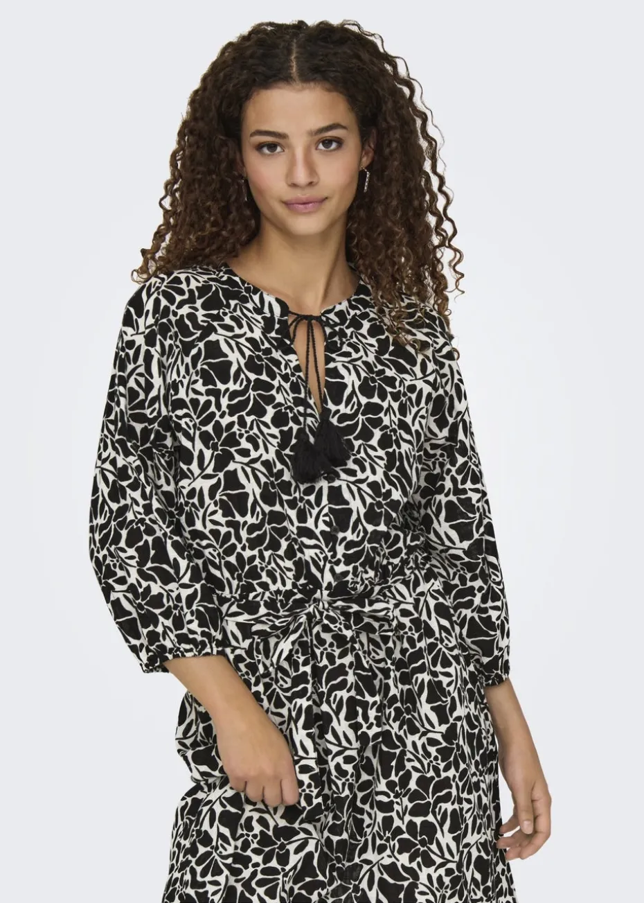 JDY Black Sapna Tassel Smock Dress