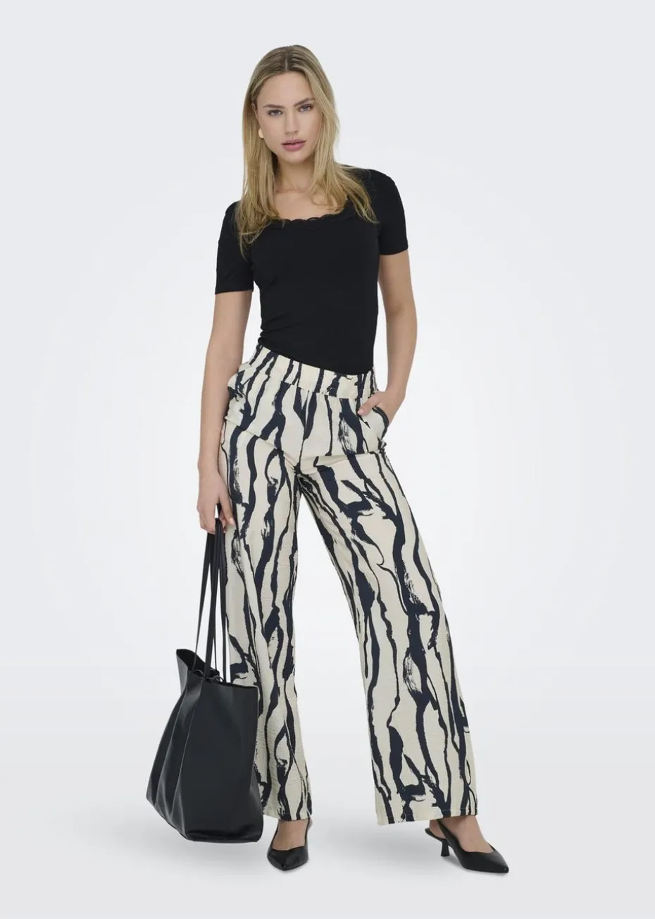 JDY Cream Abstract Camille Trousers