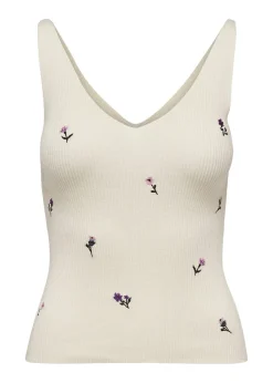 JDY Cream Floral Knitted Vest