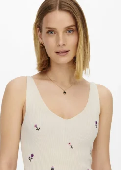 JDY Cream Floral Knitted Vest