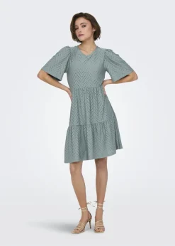 JDY Grey Embroidered Smock Mini Dress