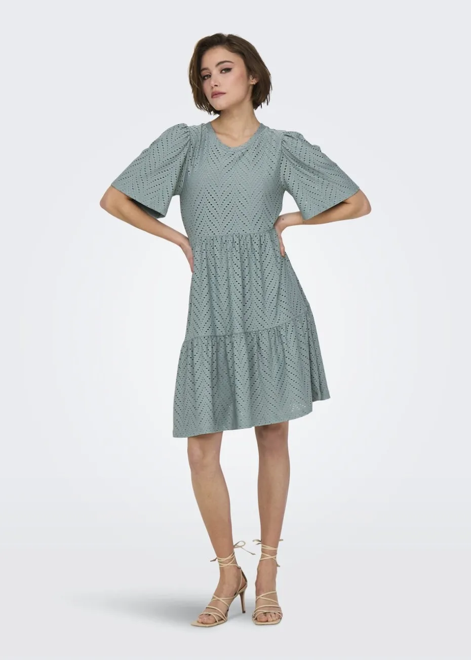 JDY Grey Embroidered Smock Mini Dress