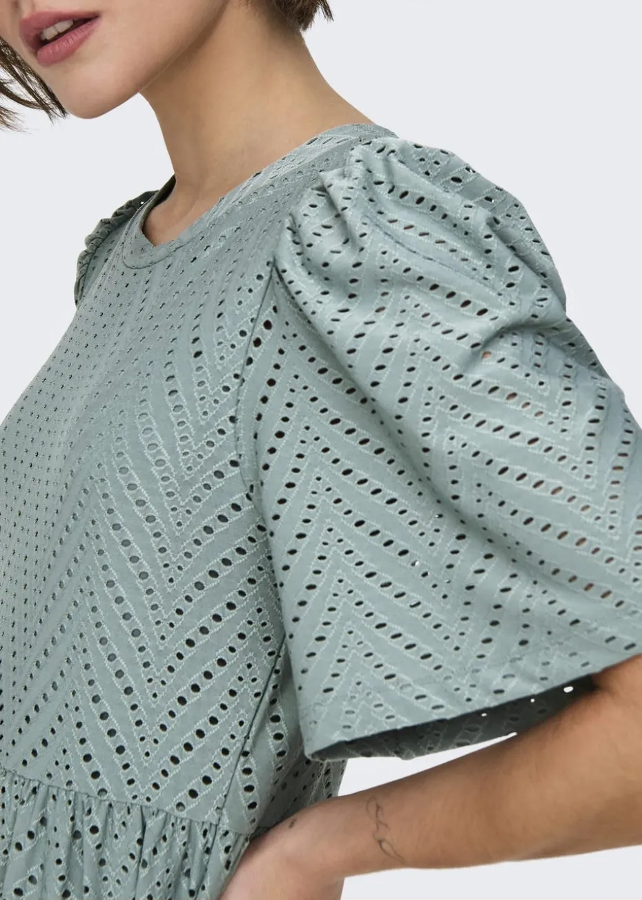 JDY Grey Embroidered Smock Mini Dress