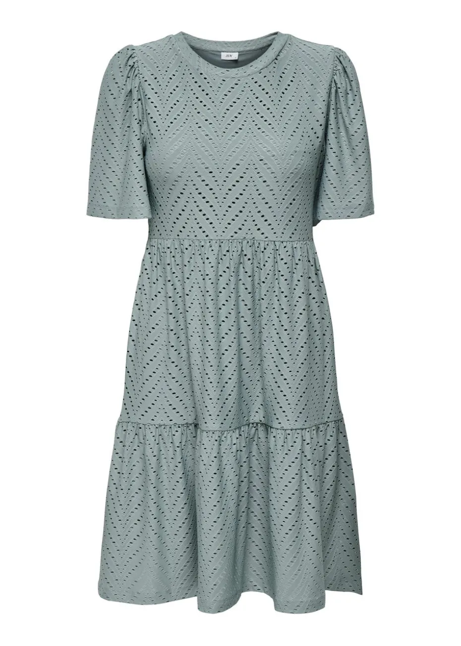 JDY Grey Embroidered Smock Mini Dress