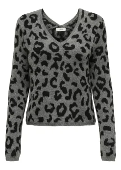 JDY Grey Leopard Knitted Jumper