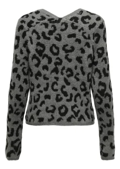 JDY Grey Leopard Knitted Jumper