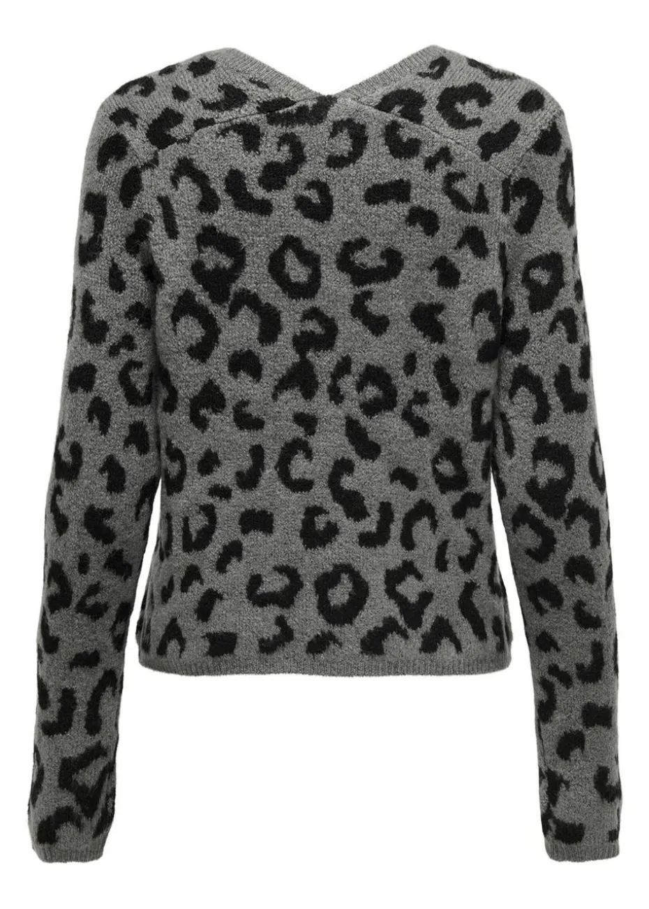 JDY Grey Leopard Knitted Jumper
