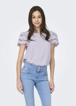 JDY Lilac Sleeve Detail T-Shirt