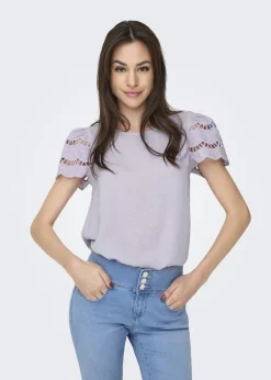 JDY Lilac Sleeve Detail T-Shirt