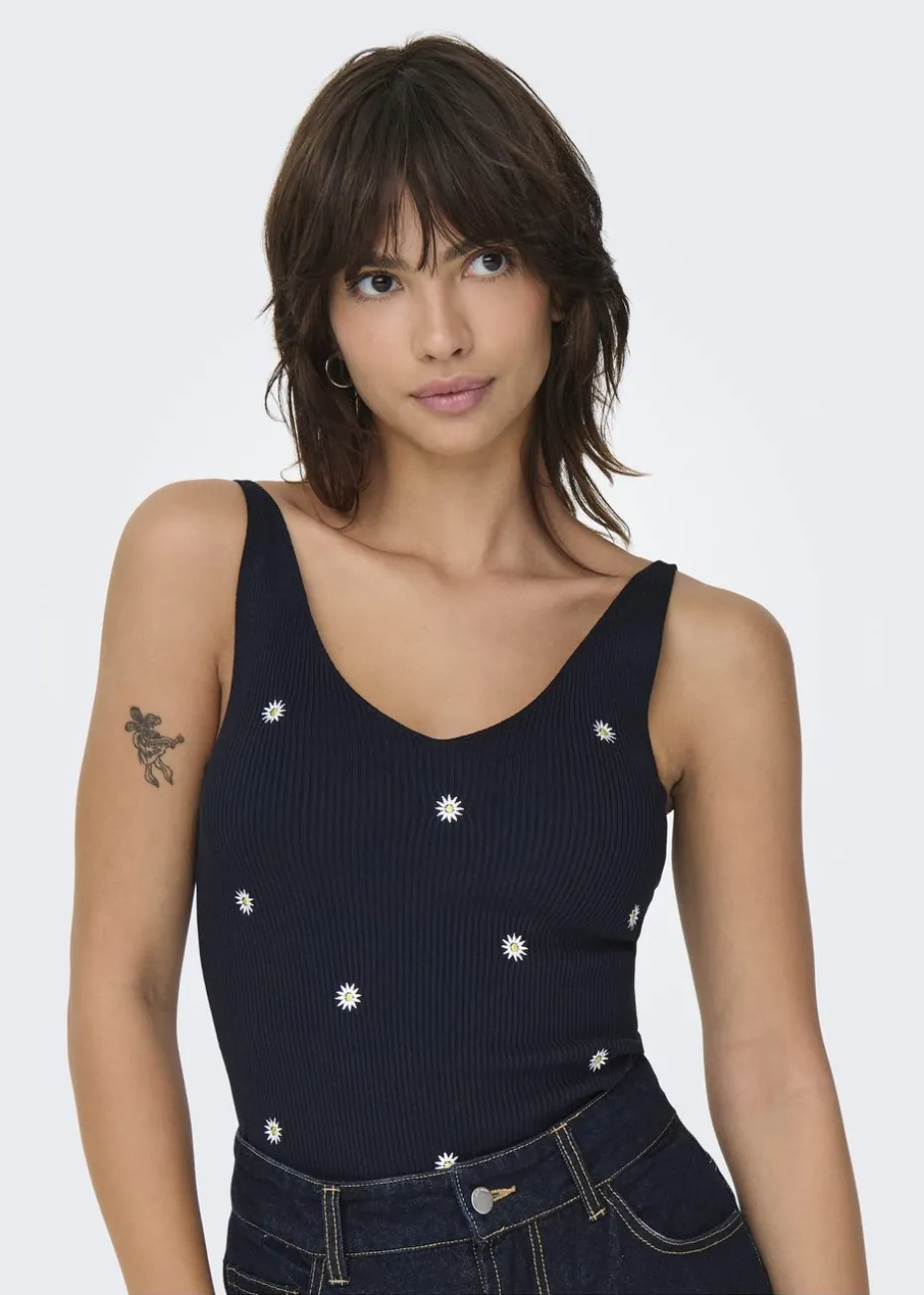 JDY Navy Daisy Knitted Vest