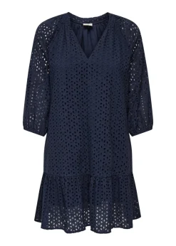 JDY Navy Embroidered Smock Dress