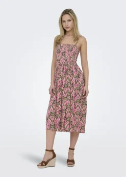 JDY Pink Abstract Midi Dress