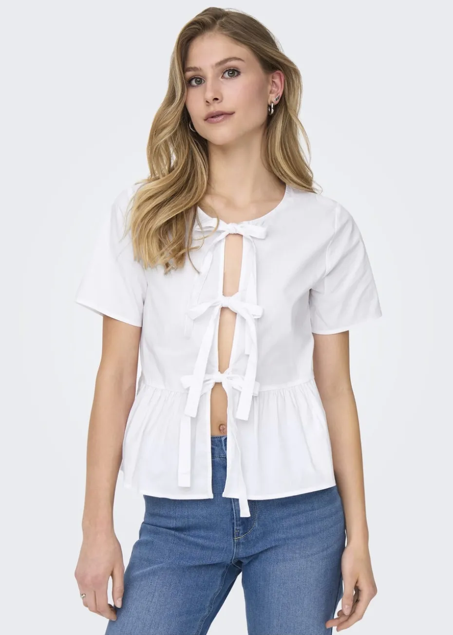 JDY White Ribbon Blouse
