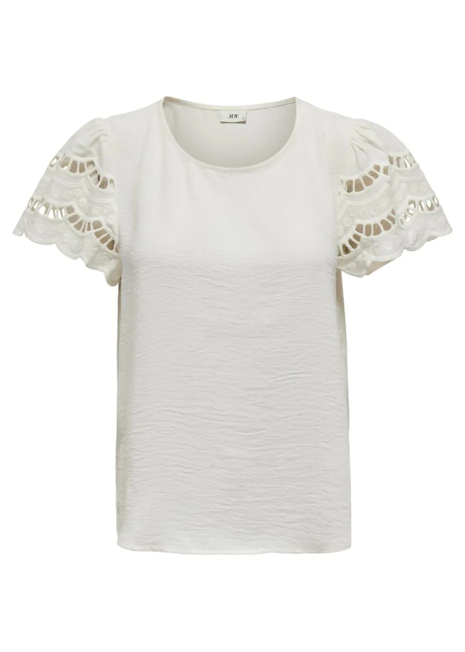 JDY White Sleeve Detail T-Shirt