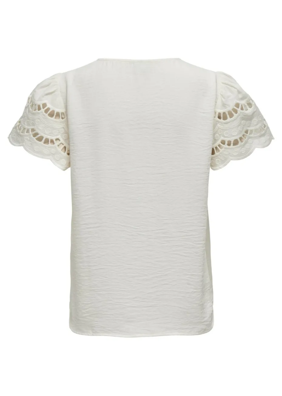 JDY White Sleeve Detail T-Shirt