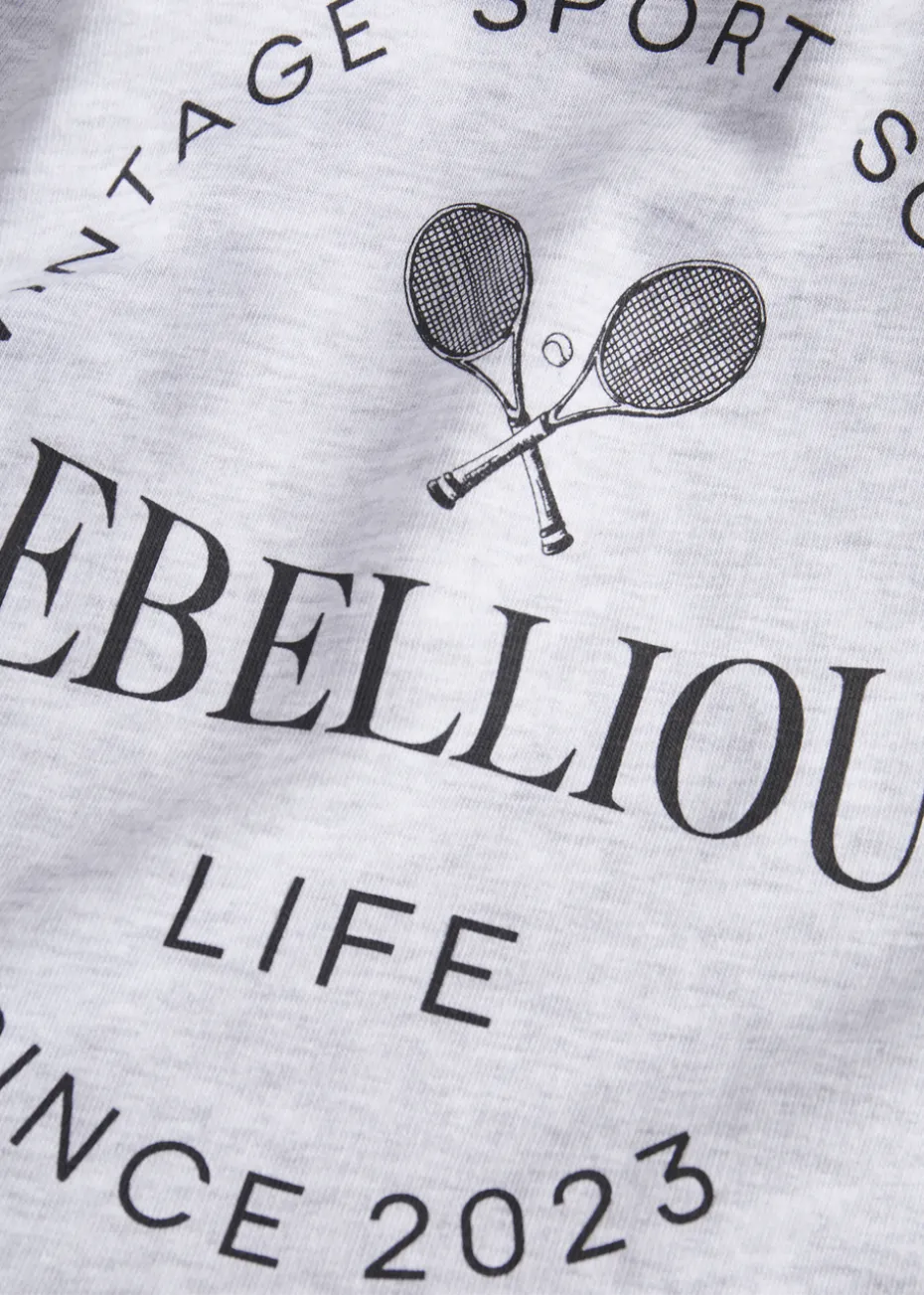 JJ Rebel Grey Tennis Slogan Hoodie