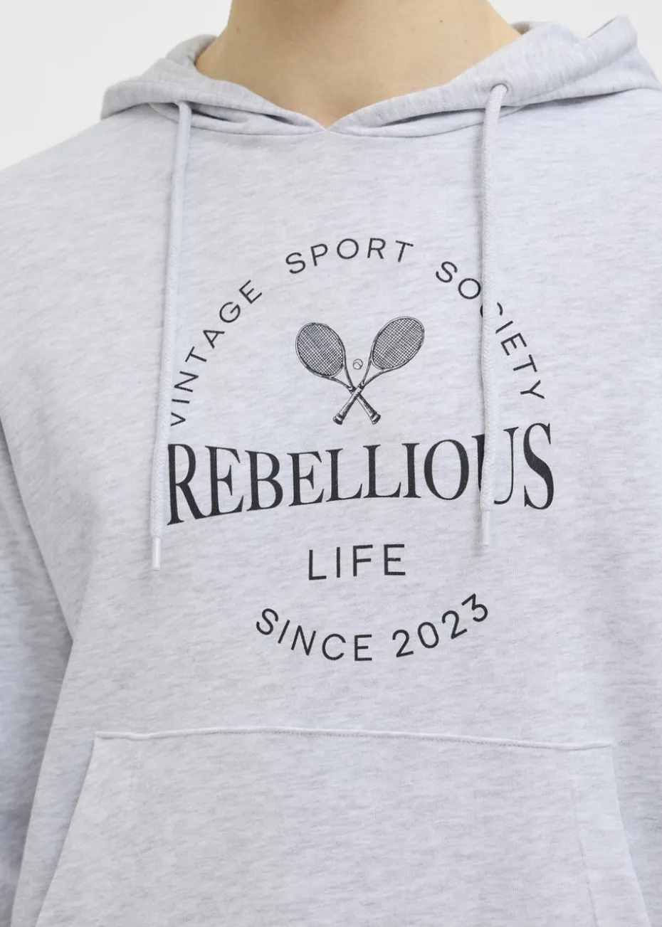 JJ Rebel Grey Tennis Slogan Hoodie