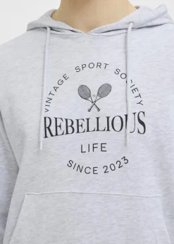 JJ Rebel Grey Tennis Slogan Hoodie