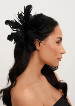 Jon Richard Black Statement Floral Clip Fascinator