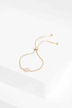 Jon Richard Gold Plated & Mother Of Pearl Enamel Heart Clover Toggle Bracelet