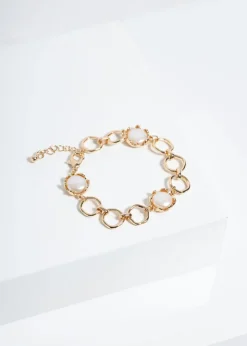 Jon Richard Gold Plated & Baroque Pearl Polished Chain Bracelet