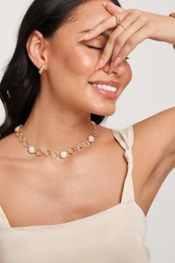 Jon Richard Gold Plated & Baroque Pearl Polished Chain Necklace