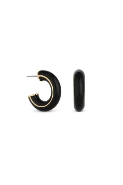 Jon Richard Gold Plated and Jet Hoop Earrings