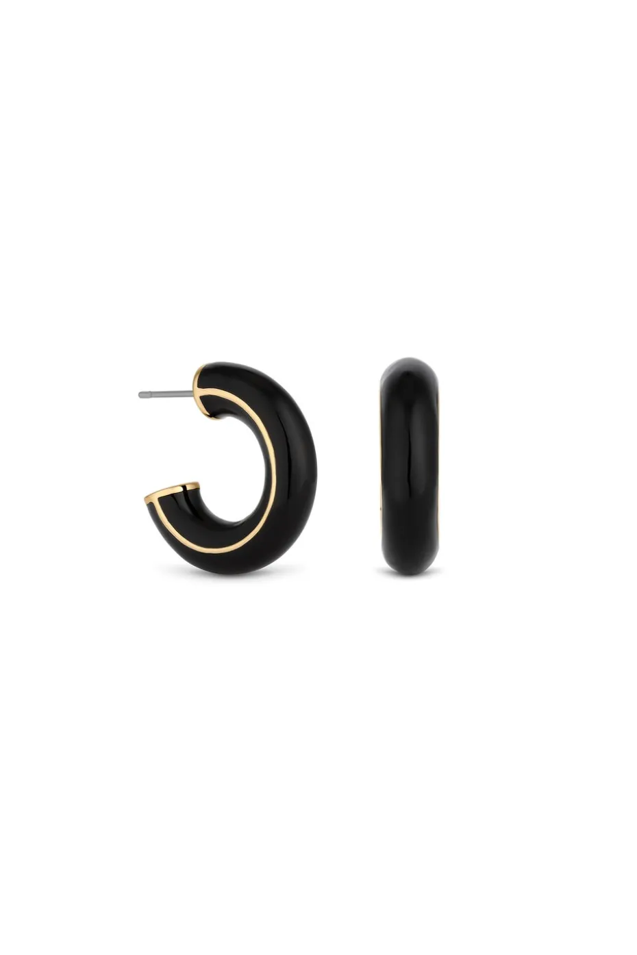 Jon Richard Gold Plated and Jet Hoop Earrings