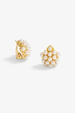 Jon Richard Gold Plated Clustered Pearl Earrings