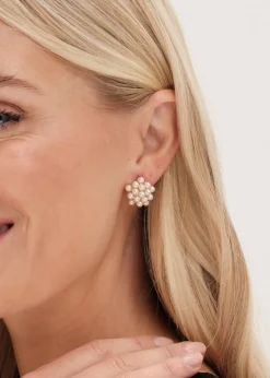 Jon Richard Gold Plated Clustered Pearl Earrings
