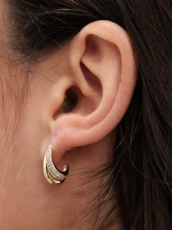 Jon Richard Gold Plated Cubic Zirconia And Polished Curved Mini Drop Earrings