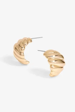 Jon Richard Gold Plated Chunky Ridge Dome Earrings