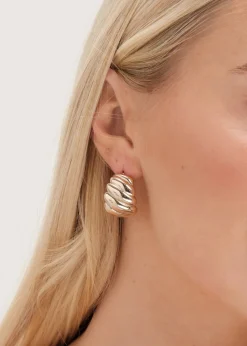 Jon Richard Gold Plated Chunky Ridge Dome Earrings