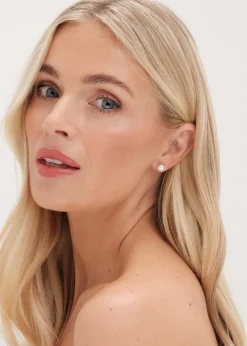 Jon Richard Gold Plated Cubic Zirconia & Pearl Mini Stud Earrings