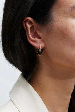 Jon Richard Gold Plated Cubic Zirconia And Jet Enamel Heart Earrings