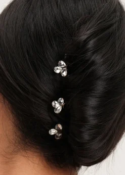 Jon Richard Gold Plated Crystal Leaf Hair Pins