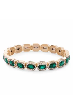 Jon Richard Gold Plated Emerald Green Crystal Rectangle Stretch Bracelet