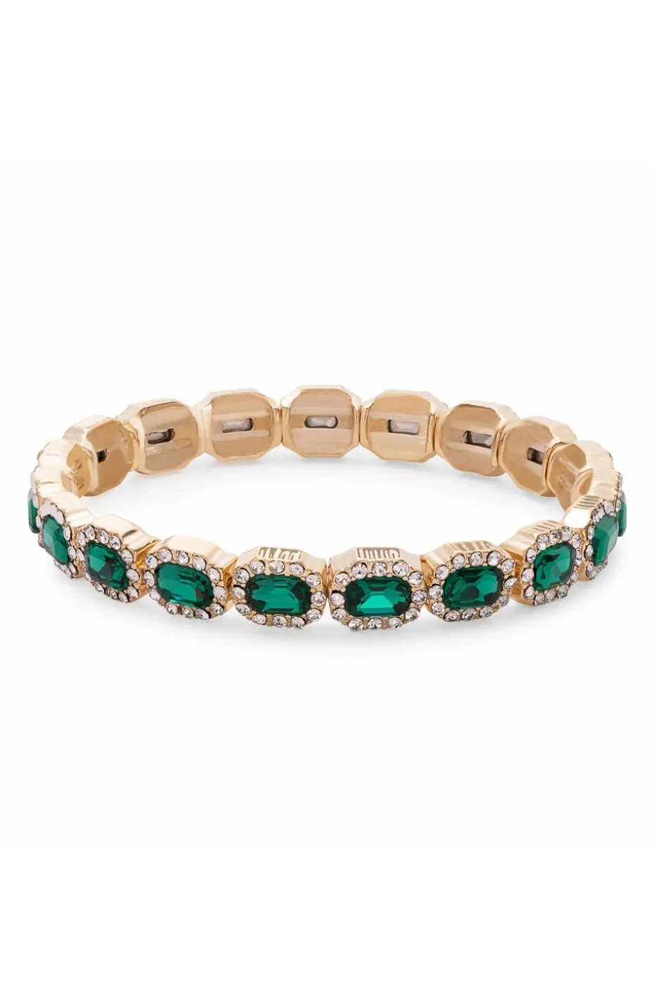 Jon Richard Gold Plated Emerald Green Crystal Rectangle Stretch Bracelet