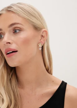 Jon Richard Gold Plated Floral And Cubic Zirconia Earrings