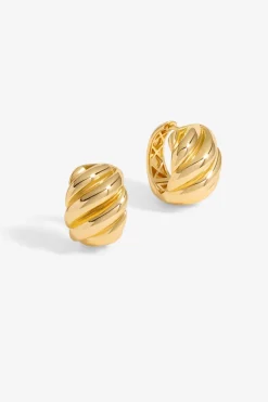 Jon Richard Gold Plated Large Ridge Hoop Earrings