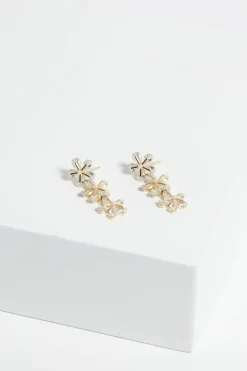 Jon Richard Gold Plated Multi Floral Drop Earrings