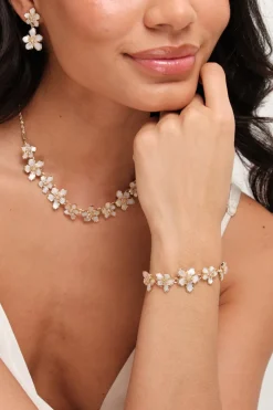 Jon Richard Gold Plated Mother Of Pearl Floral Necklace