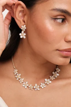 Jon Richard Gold Plated Mother Of Pearl Floral Necklace