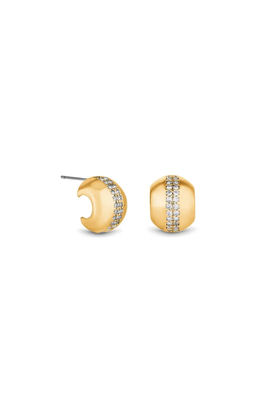 Jon Richard Gold Plated Polished Crystal Dome Stud Earrings