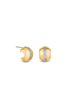 Jon Richard Gold Plated Polished Crystal Dome Stud Earrings