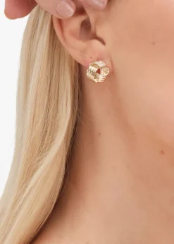 Jon Richard Gold Plated Ridge Knot Studs