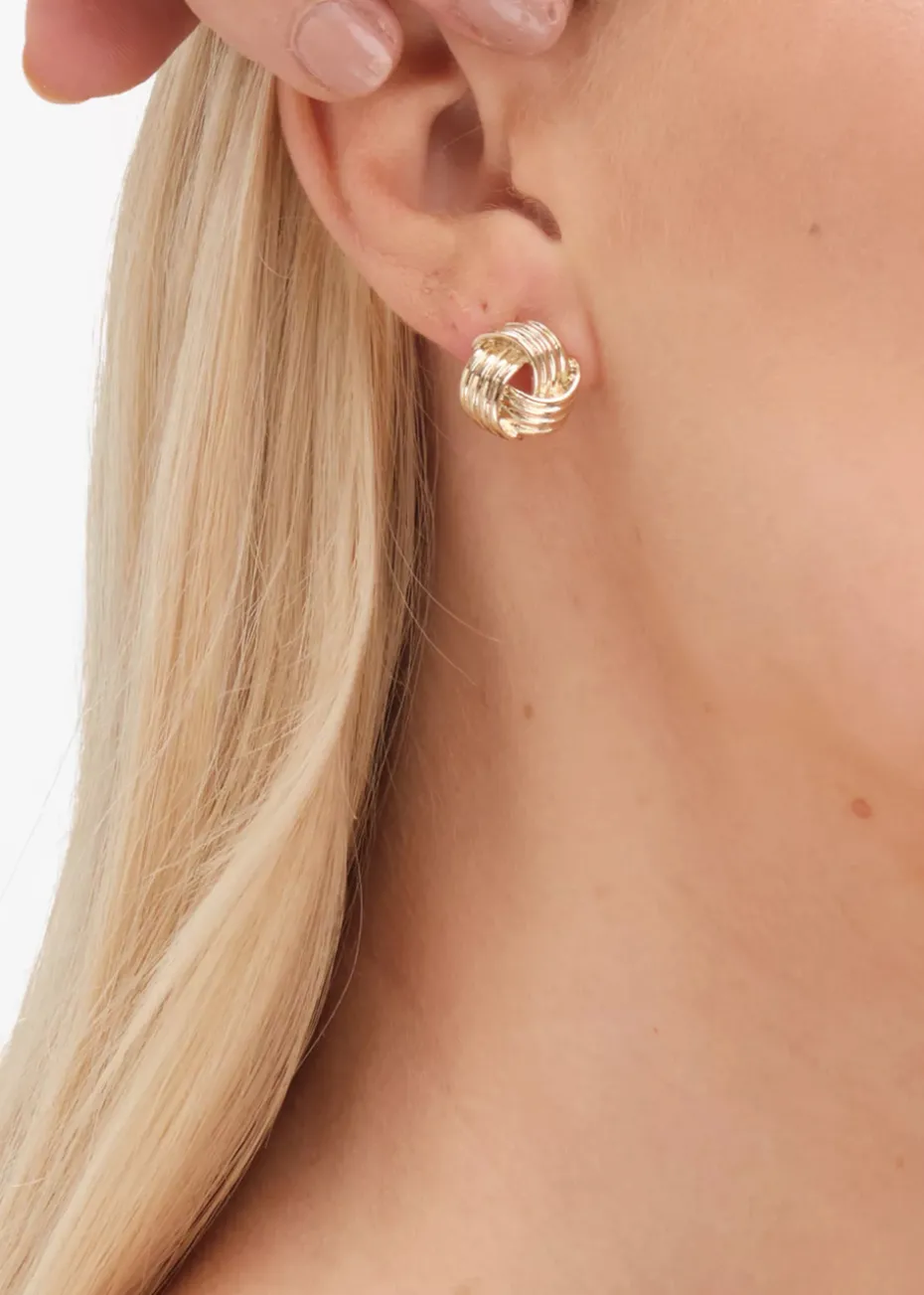 Jon Richard Gold Plated Ridge Knot Studs