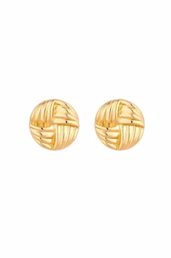 Jon Richard Gold Plated Ridged Statement Stud Earrings